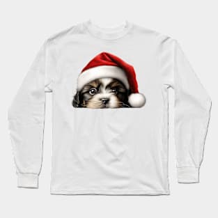 Christmas Peeking Puppy Long Sleeve T-Shirt